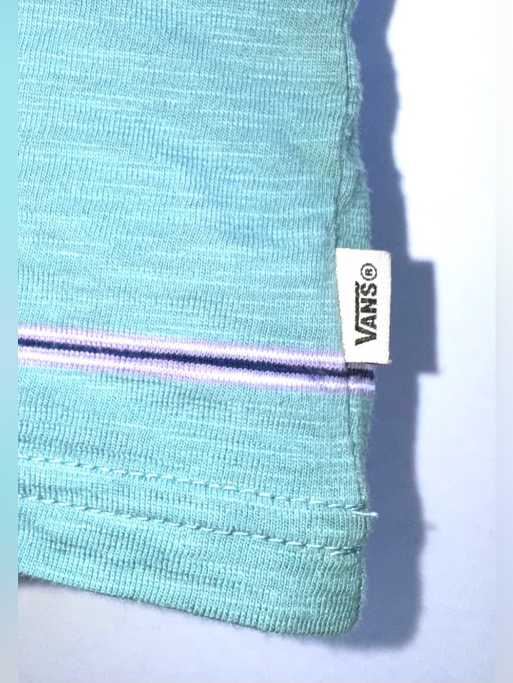 Vans Green Striped Crew Tee Sz M